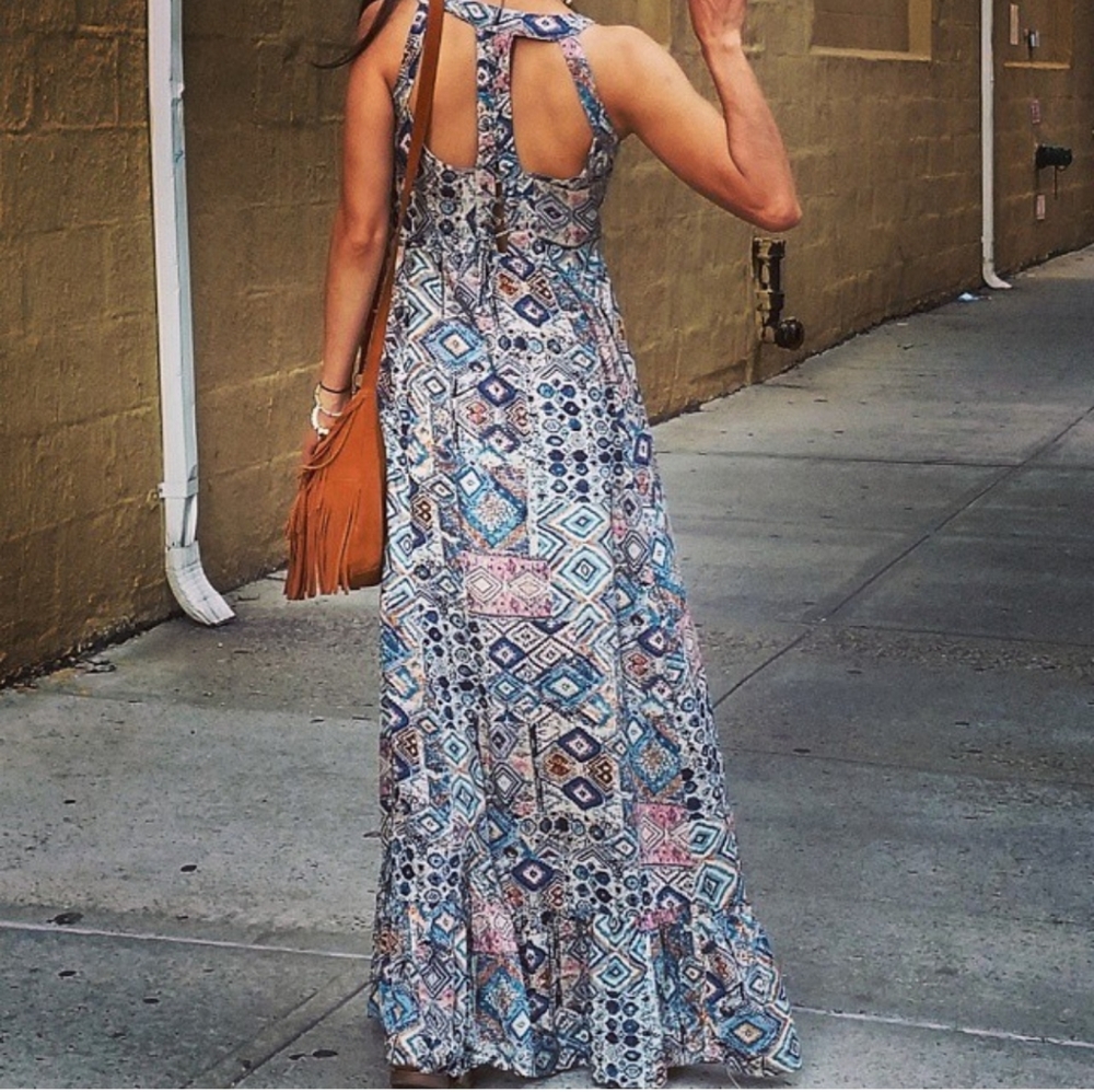 Tribal Print Maxi Bohemian Dress Size S